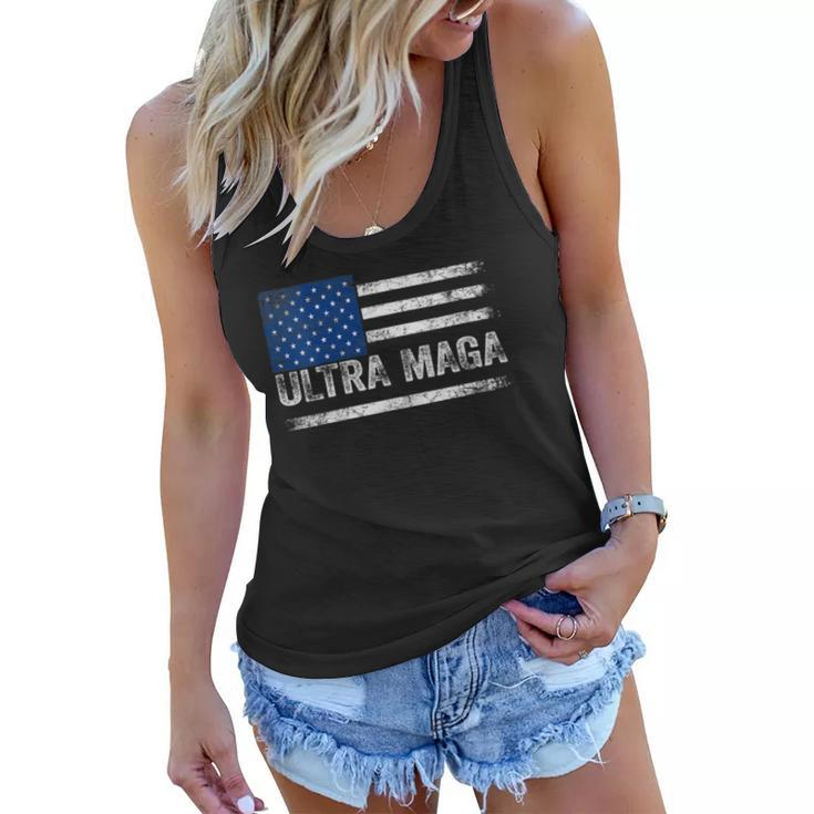 Womens Ultra Maga  Us Flag Top American Ultra Mega  Women Flowy Tank