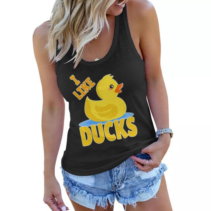 Yellow Rubber Duck Squeaker Duck I Like Ducks Women Flowy Tank