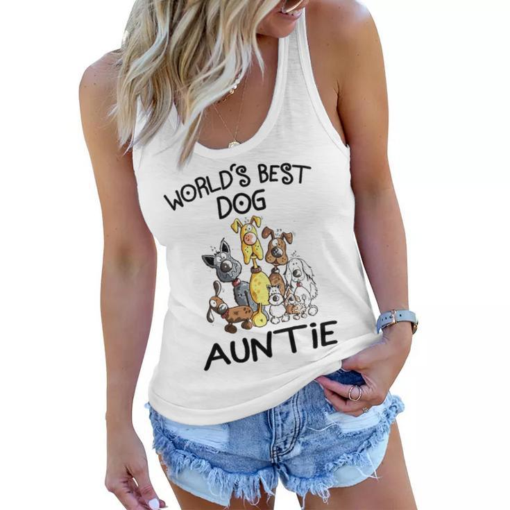 Auntie Gift   Worlds Best Dog Auntie Women Flowy Tank