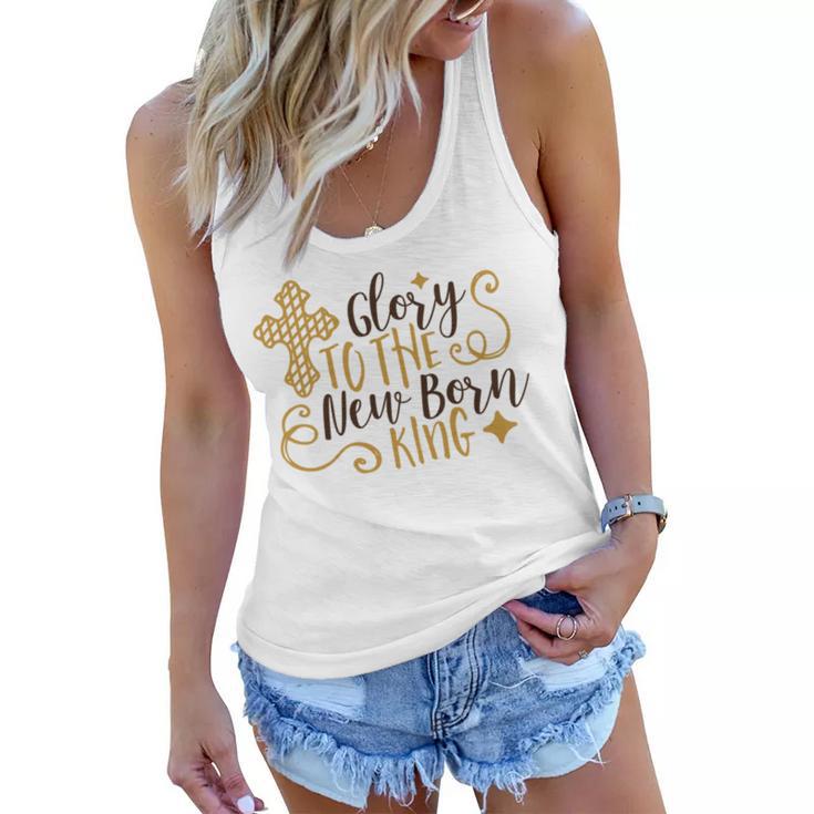 Baby Shower Text Design Glory To The New Born Women Flowy Tank