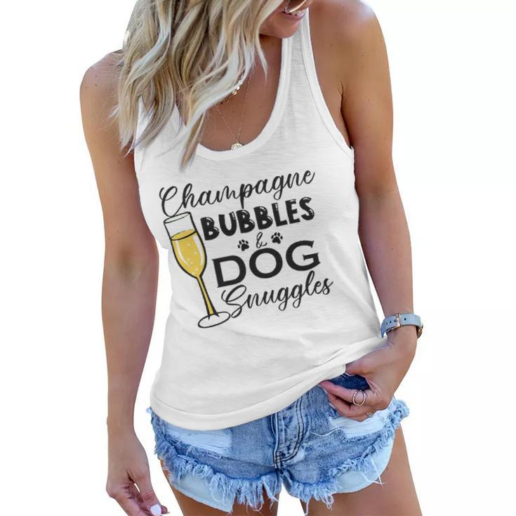 Champagne Bubbles & Dog Snuggles Dog Person Women Flowy Tank