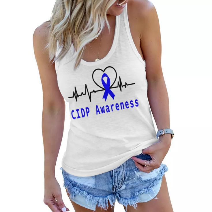 Chronic Inflammatory Demyelinating Polyneuropathy Cidp Awareness Heartbeat  Blue Ribbon  Cidp Support  Cidp Awareness Women Flowy Tank