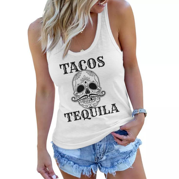 Cinco De Mayo Tacos & Tequila Sugar Skull Women Flowy Tank