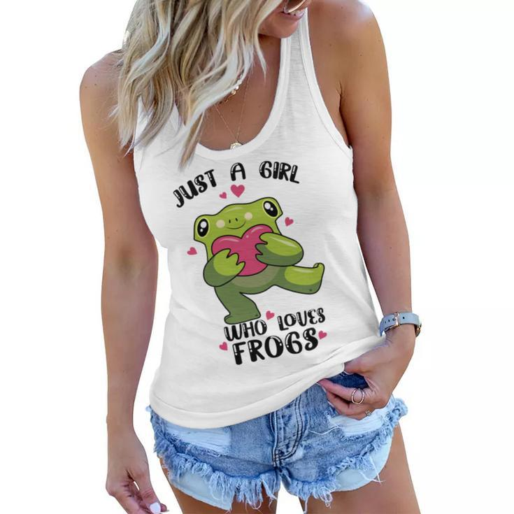 Cute Frog  Just A Girl Who Loves Frogs   Funny Frog Lover  Gift For Girl Frog Lover   Women Flowy Tank