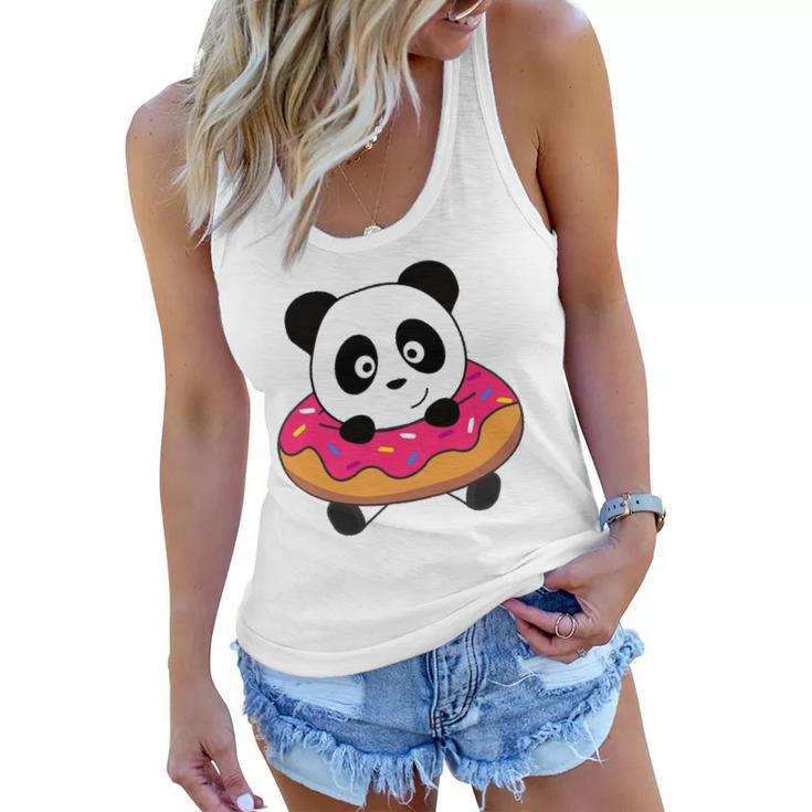 Cute Panda Bear Pandas Donut Sprinkles Women Flowy Tank