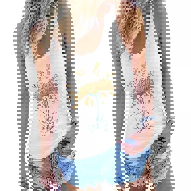 Frog On Flowers Nature Flower Leaves Petals Women Flowy Tank