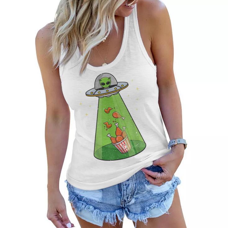 Funny Alien  Ufo Abduction Fried Chicken Aliens Lover  V2 Women Flowy Tank