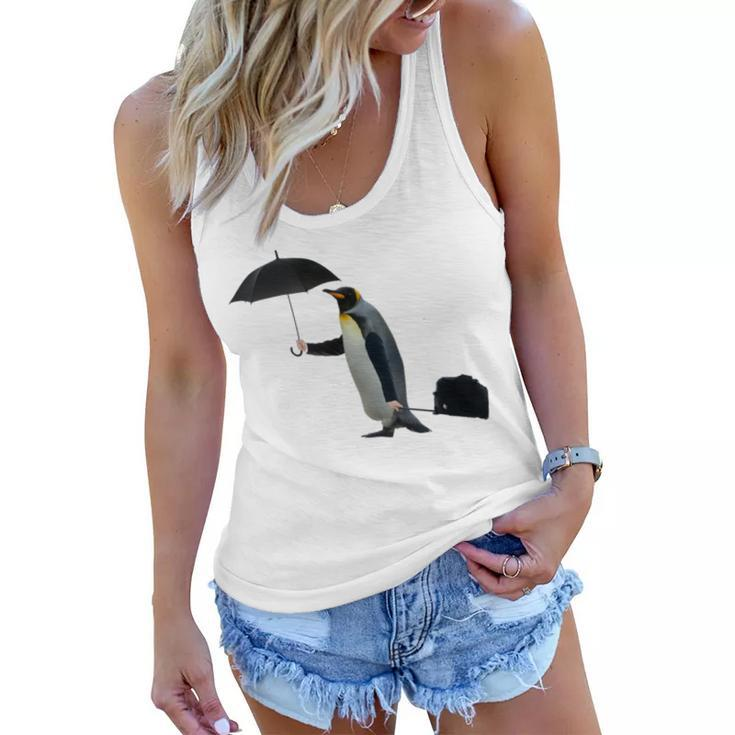 Funny Business Penguin Birds With Human Hands Women Flowy Tank