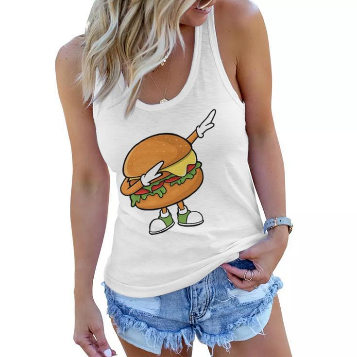 Funny Hamburger Art Men Women Cheeseburger Meat Eater  Women Flowy Tank