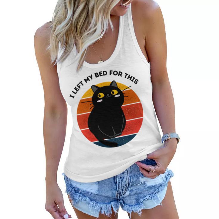 Funny Vintage Black Cat I Left My Bed For This  Women Flowy Tank