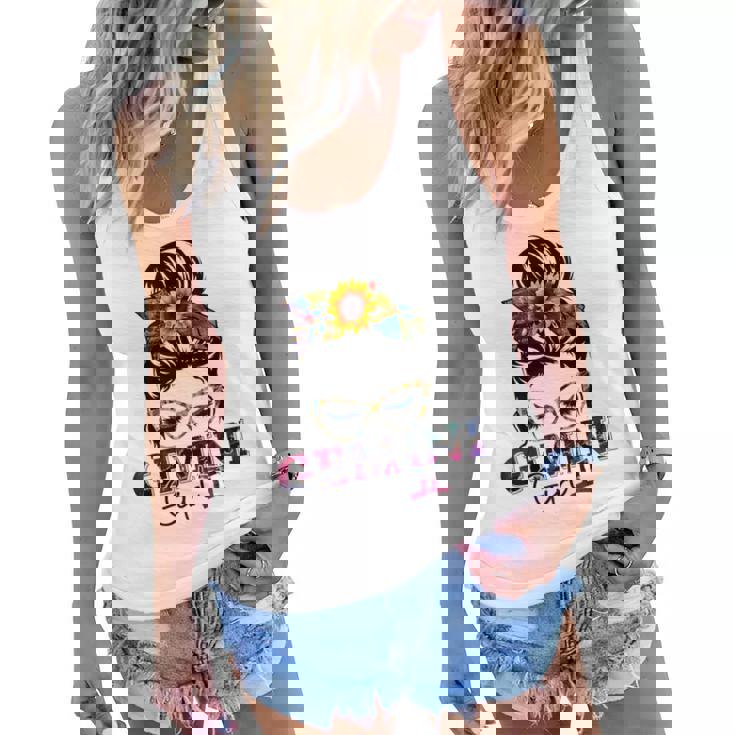 Gemini Girl Birthday Messy Bun Hair Sunflower  Women Flowy Tank