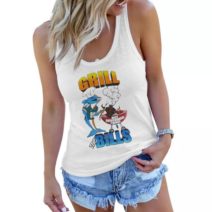 Grill The Bills Dolphin Chef Best Buffalo Burgers And Wings Women Flowy Tank