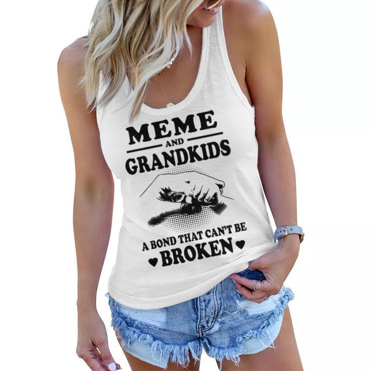 Meme Grandma Gift   Meme And Grandkids A Bond That Cant Be Broken Women Flowy Tank