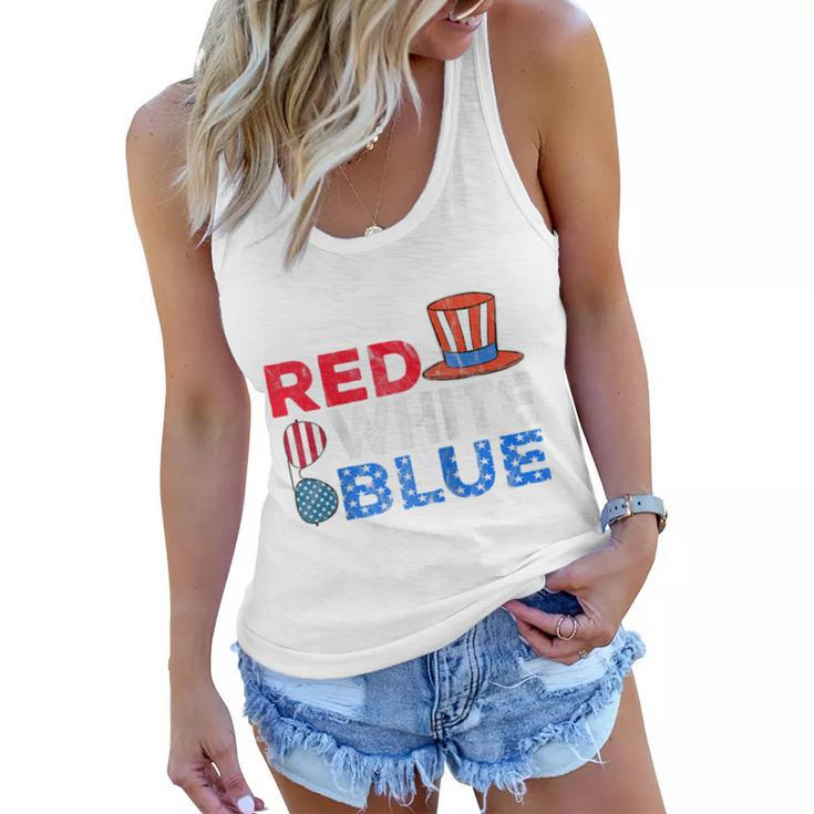 Red White Blue American Flag 4Th Of July Funny Gift Mom Dad  Women Flowy Tank
