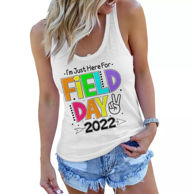 School Field Day Teacher Im Just Here For Field Day 2022 Peace Sign Women Flowy Tank