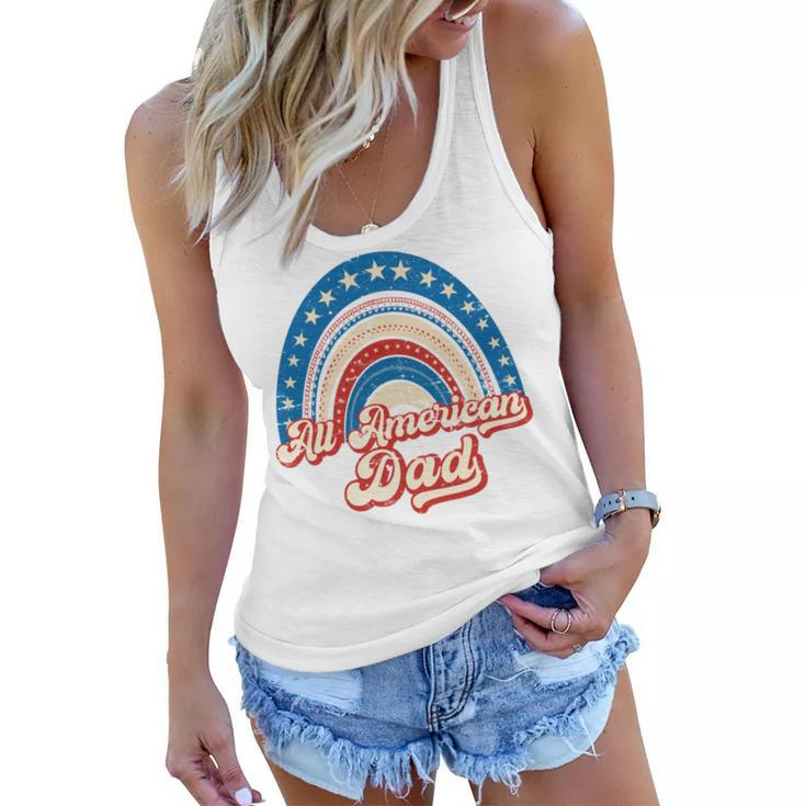 Us Flag Rainbow All American Dad 4Th Of July Mothers Day   Women Flowy Tank