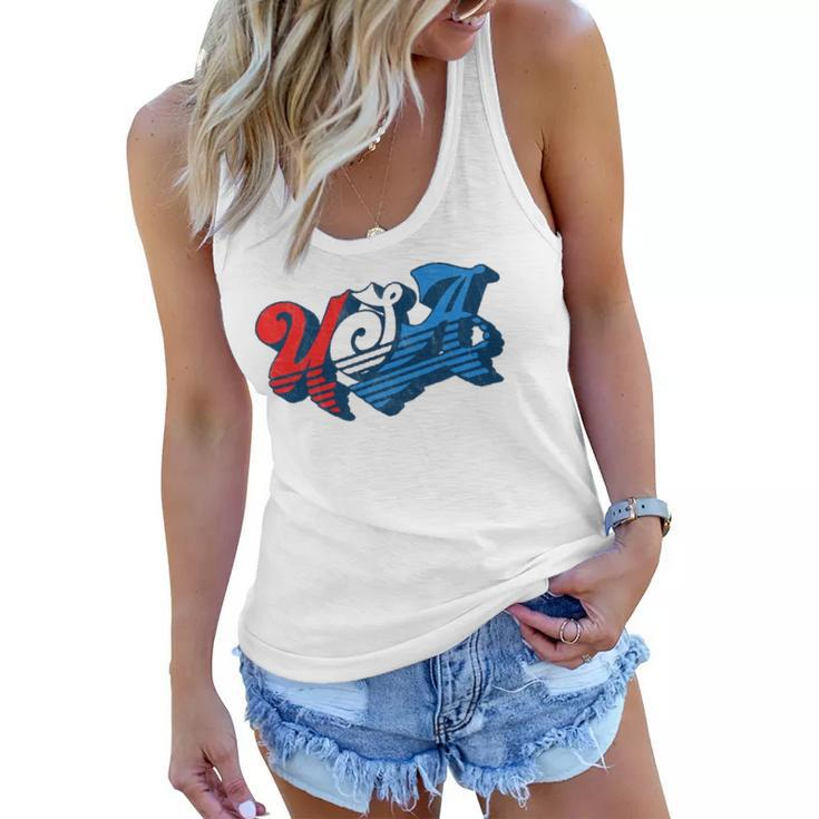 Vintage Usa Independence Day 4Th Of July Summer Typography  Women Flowy Tank