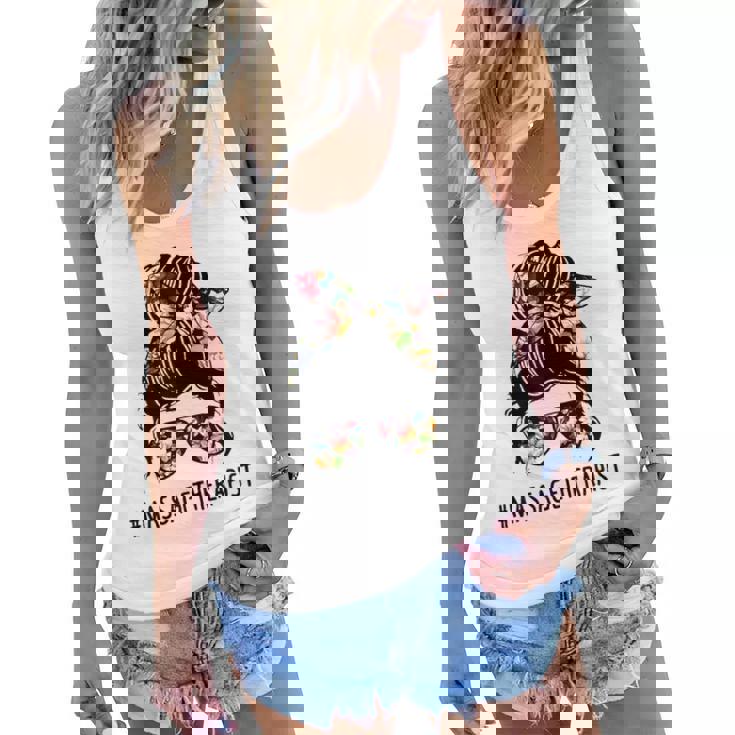 Women Lotus Massage Therapist Messy Bun Gift Women Flowy Tank