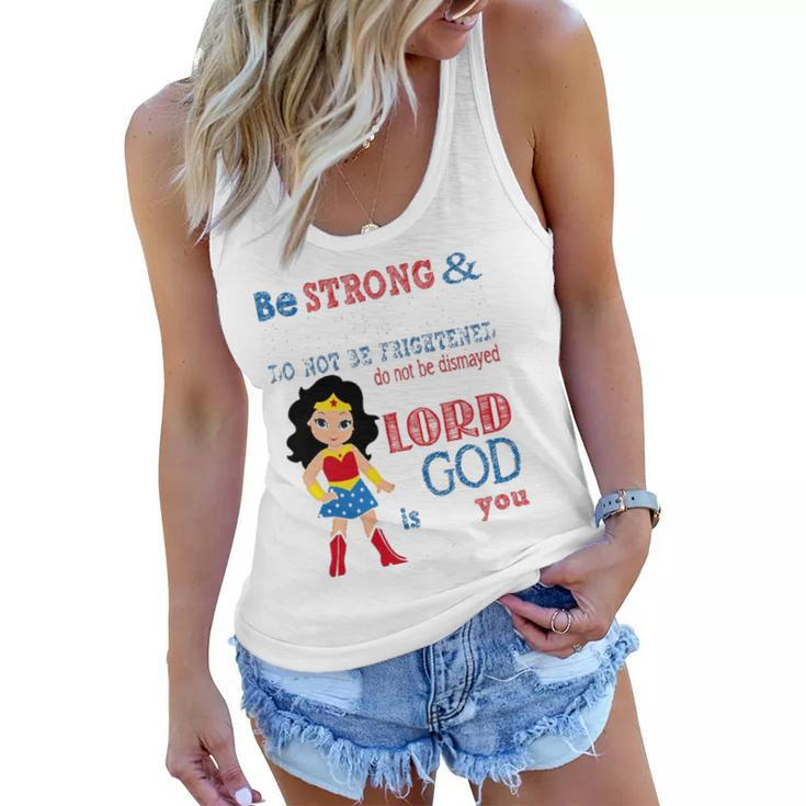 Womens Superhero Christian Be Strong And Courageous Joshua 19 Gift Women Flowy Tank