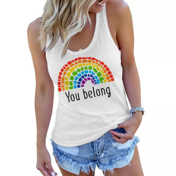 You Belong Lgbtq Rainbow Gay Pride  V2 Women Flowy Tank