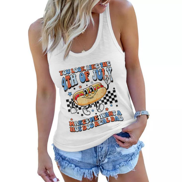 You Look Like 4Th Of July Makes Me Want A Hot Dog Real Bad  V2 Women Flowy Tank