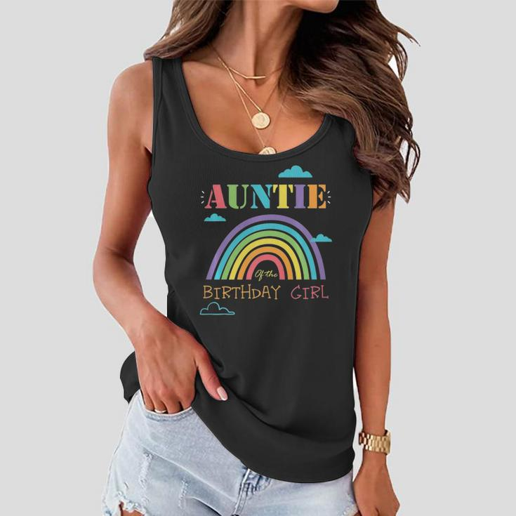 Auntie Of The Birthday Girl Rainbow Theme Matching Family Women Flowy Tank