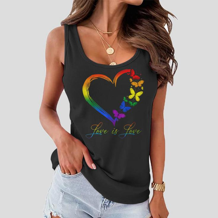 Butterfly Heart Rainbow Love Is Love Lgbt Gay Lesbian Pride Women Flowy Tank