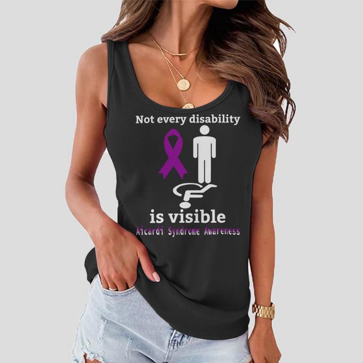 Every Disability Is Visible Aicardi Syndrome Awareness Purple Ribbon Aicardi Syndrome Support Aicardi Syndrome Awareness Women Flowy Tank