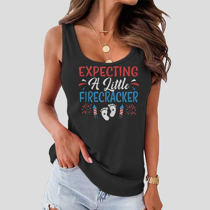 Expecting A Little Firecracker 4Th Of July Pregnancy Baby Women Flowy Tank