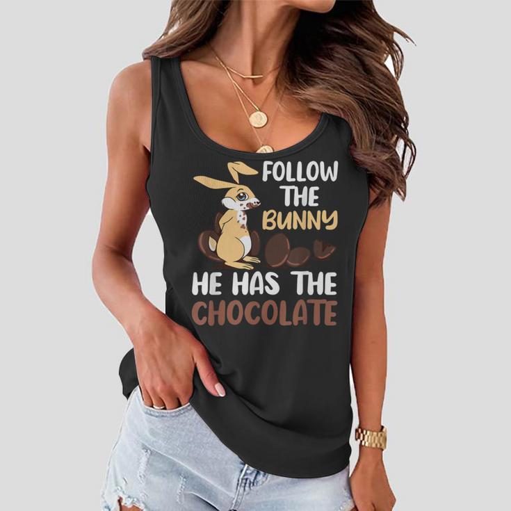 Follow The Bunny He Has Chocolate Women Flowy Tank