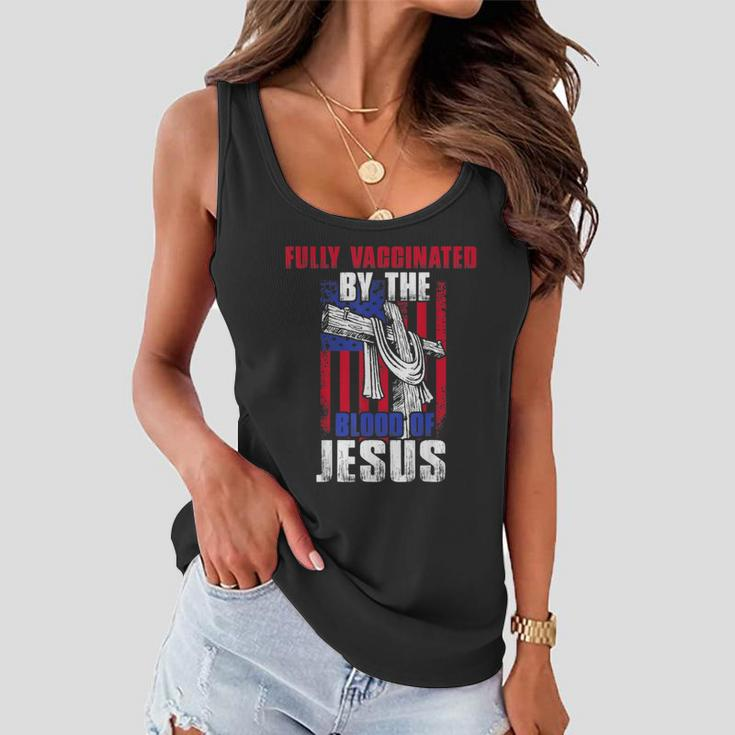 Fully Vaccinated By The Blood Of Jesus Christian USA Flag V2 Women Flowy Tank