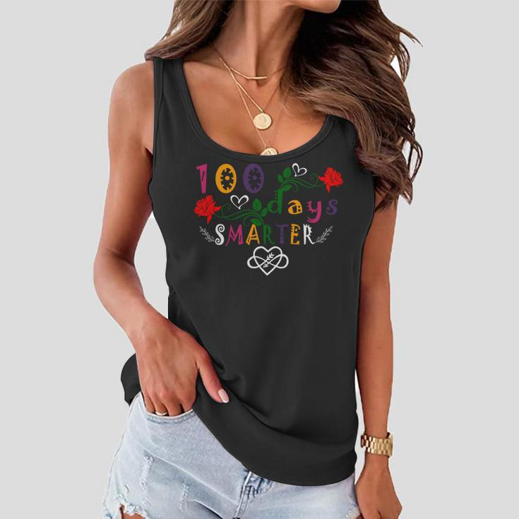 Funny 100 Days Smarter Shirt Happy 100Th Day Of School Gifts Women Flowy Tank