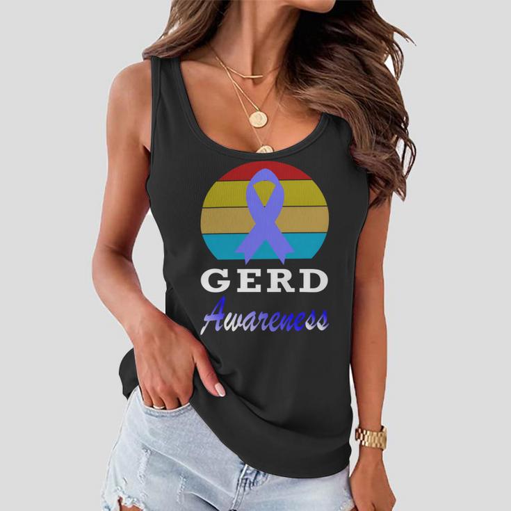 Gerd Awareness Vintage Periwinkle Blue Ribbon Gastroesophageal Reflux Disease Gerd Awareness Women Flowy Tank