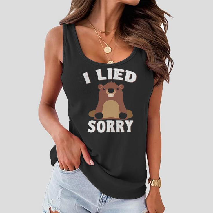 I Lied Sorry Funny Groundhog Day Brown Pig Gift Women Flowy Tank