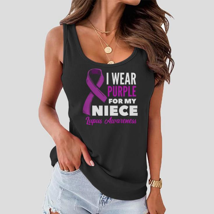 I Wear Purple For My Niece Lupus Uncle Aunt Lupus Awareness Women Flowy Tank
