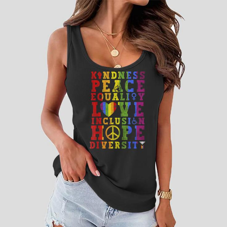 Kindness Equality Love Lgbtq Rainbow Flag Gay Pride Month Women Flowy Tank