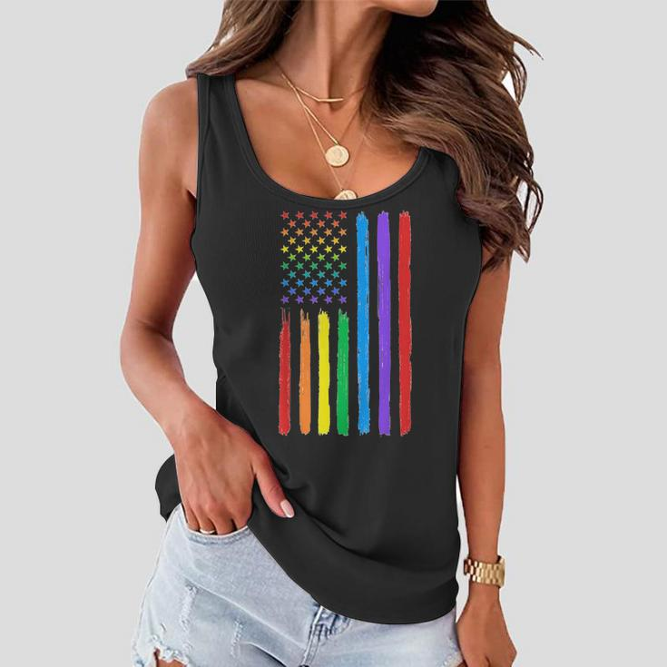Lgbtq American Flag Pride Rainbow Gay Lesbian Bi Transgender Women Flowy Tank
