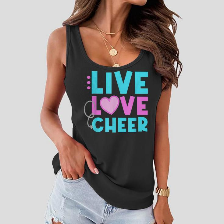 Live Love Cheer Funny Cheerleading Lover Quote Cheerleader V2 Women Flowy Tank