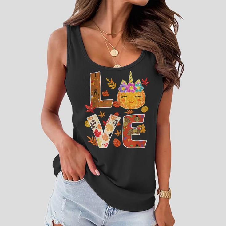 Love Unicorn Turkey Thanksgiving Happy 15 Shirt Women Flowy Tank