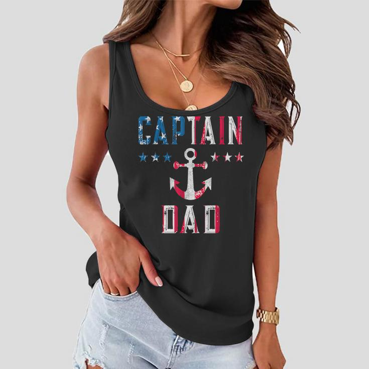 Mens Patriotic Captain Dad American Flag Boat Owner 4Th Of July Women Flowy Tank