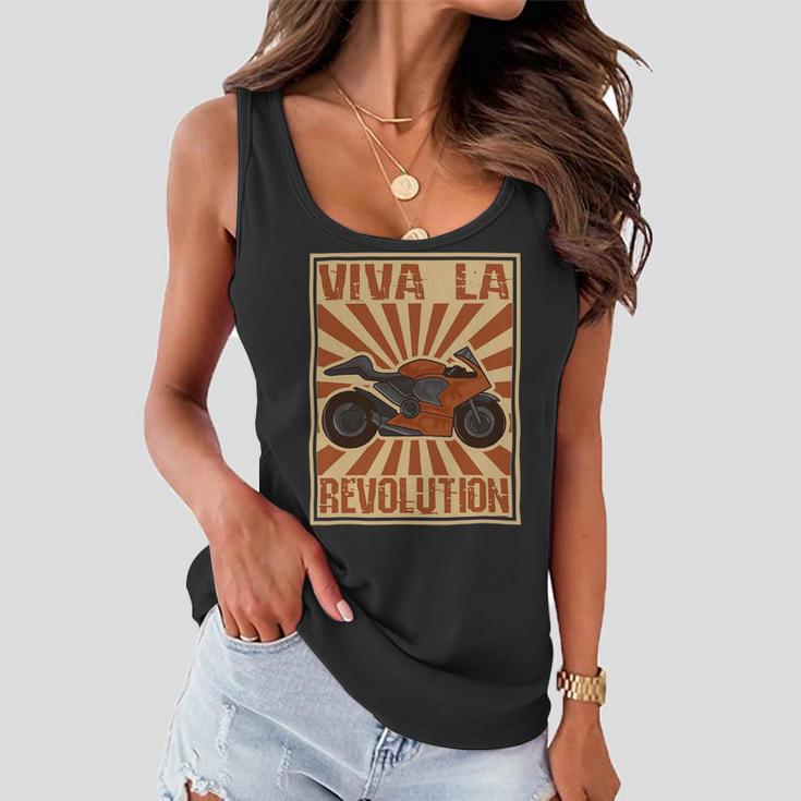 Motorcycle Retro Color Woodblock 482 Shirt Women Flowy Tank