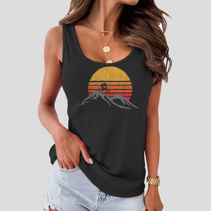 Mountain Bike Vintage Sunset Design Graphic 235 Trending Shirt Women Flowy Tank