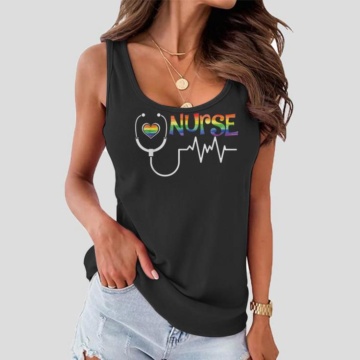 Nurse Rainbow Flag Lgbt Lgbtq Gay Lesbian Bi Pride Ally Women Flowy Tank
