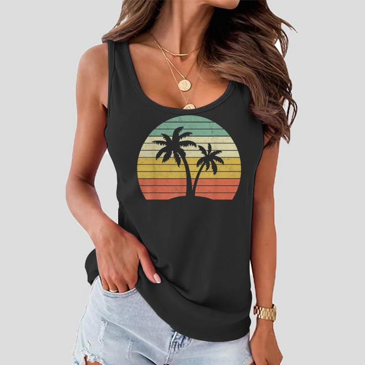 Palm Tree Vintage Retro Style Tropical Beach Women Flowy Tank