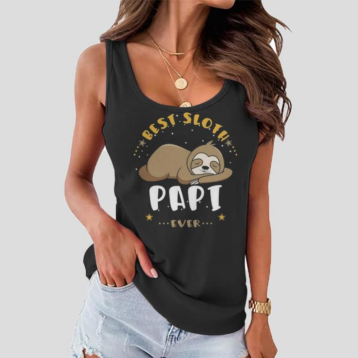 Papi Grandpa Gift Best Sloth Papi Ever Women Flowy Tank