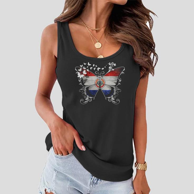 Paraguay Flag Butterfly Graphic Women Flowy Tank