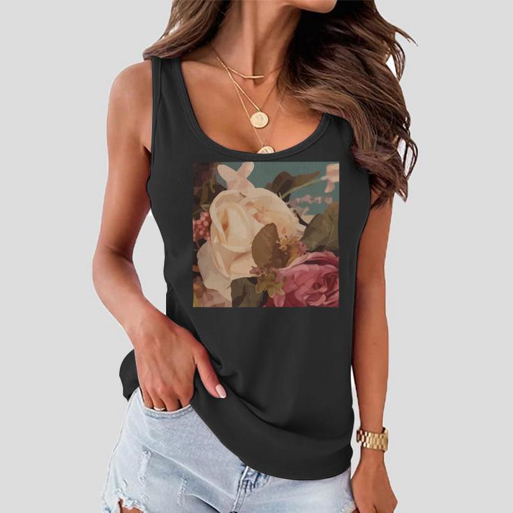 Pastel Roses Scandinavian Art Modern Art Minimalistic Blush Pink Women Flowy Tank