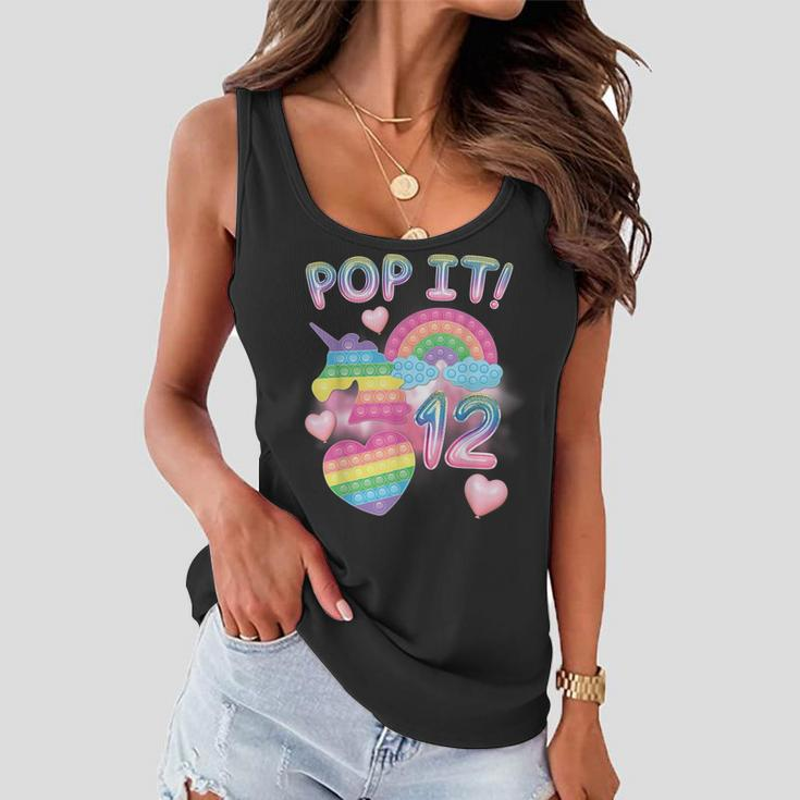 Pop It 12Th Birthday Girl 12 Year Old Unicorn Rainbow Fidget Women Flowy Tank