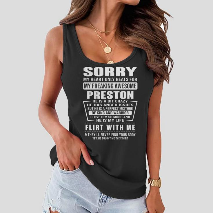 Preston Name Gift Sorry My Heart Only Beats For Preston Women Flowy Tank
