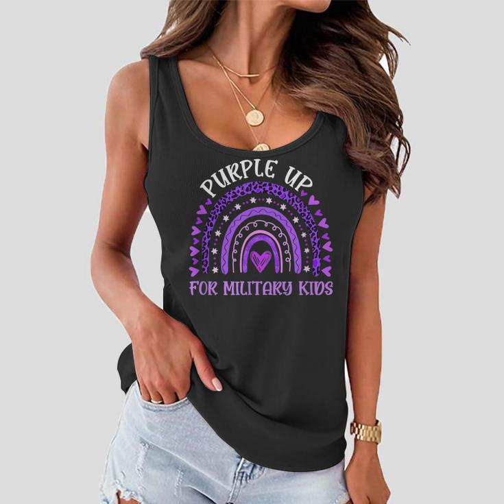 Purple Up For Military Kids Rainbow Military Child Month V2 Women Flowy Tank